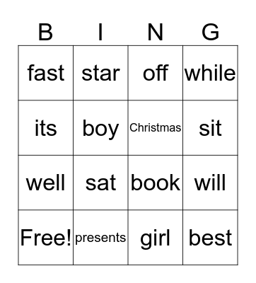 Reading Bingo Fun Bingo Card