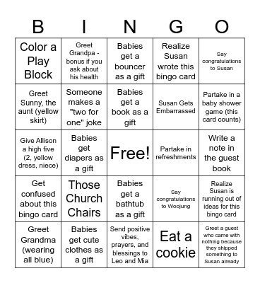 ~ Baby Shower Bingo ~ Bingo Card