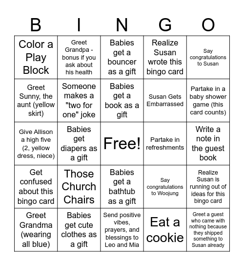 ~ Baby Shower Bingo ~ Bingo Card