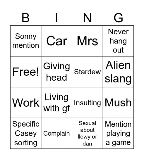 Jack Bingo Card