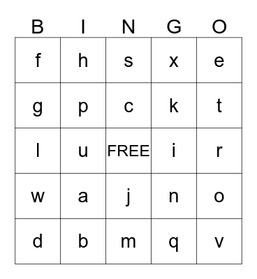 Alphabet Bingo Card
