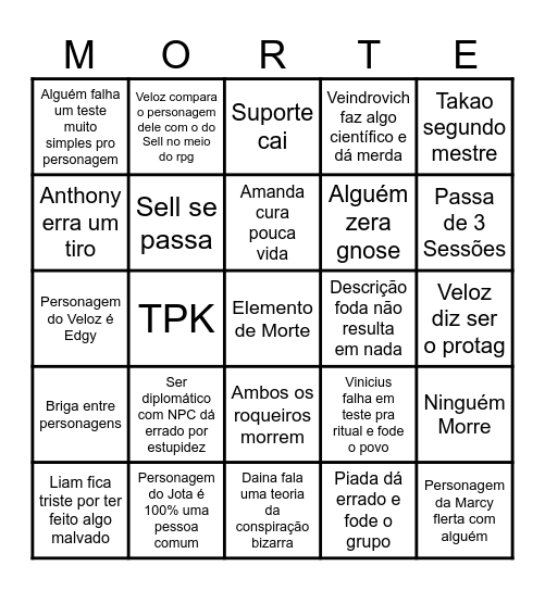 Bingo Carga Mortal Bingo Card