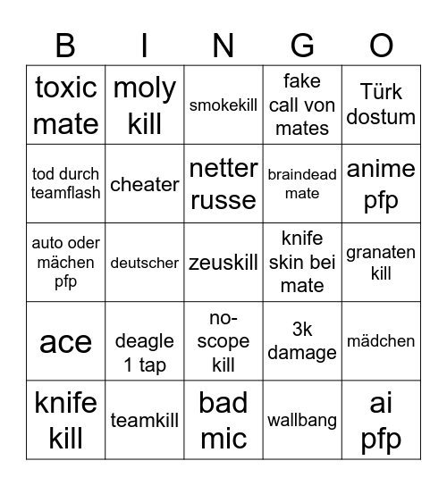 cs2 Bingo Card