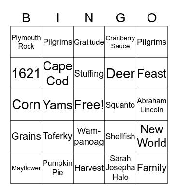 Thanksgiving  Bingo Card