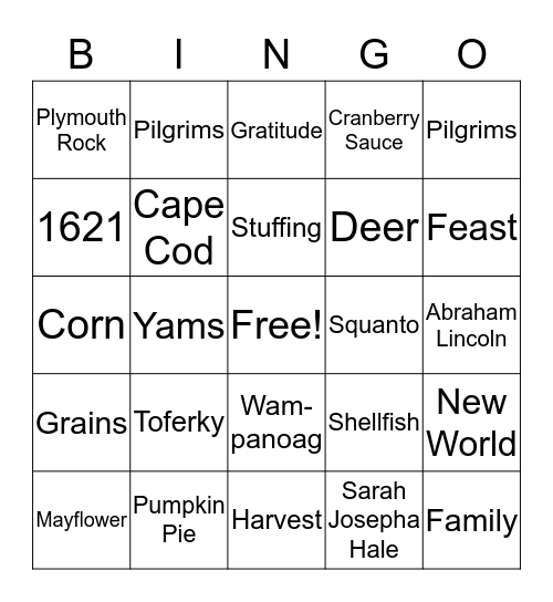 Thanksgiving  Bingo Card