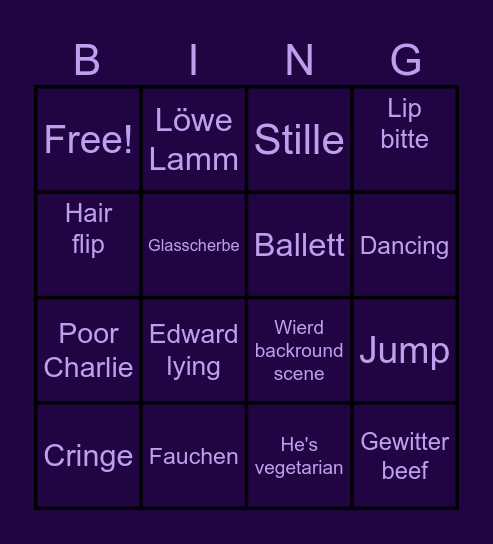 Twilight Bingo Card