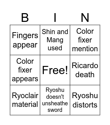 Canto 9 Bingo card Bingo Card