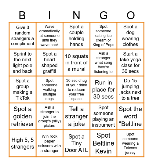 ATL Gworls Beltline Bingo Card