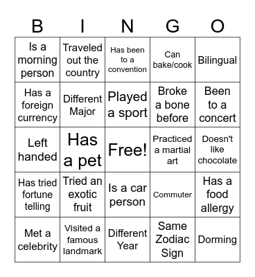 FINEST Bingo Card