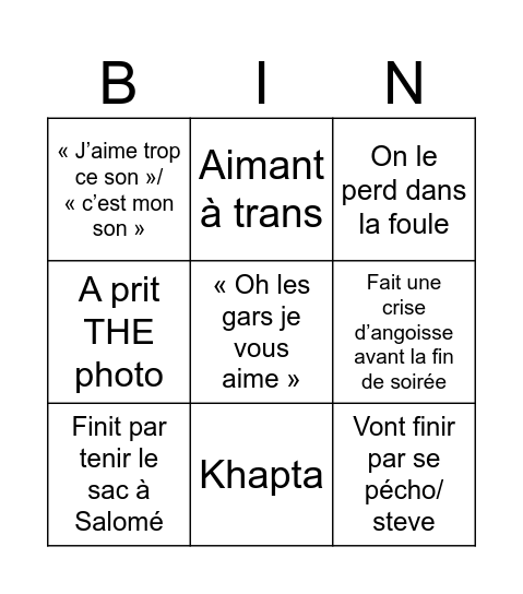Thais Bingo Card