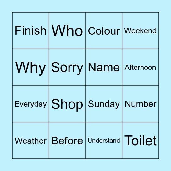 What’s the sign?  Bingo Card