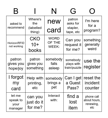 September Bingo Card