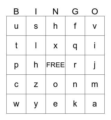 Alphabet Bingo Card