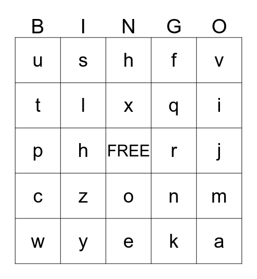 Alphabet Bingo Card