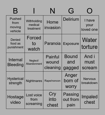 Bad Things Happen! Bingo Card