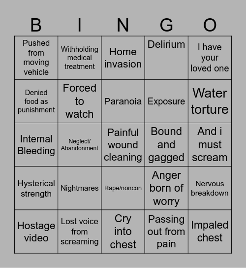 Bad Things Happen! Bingo Card