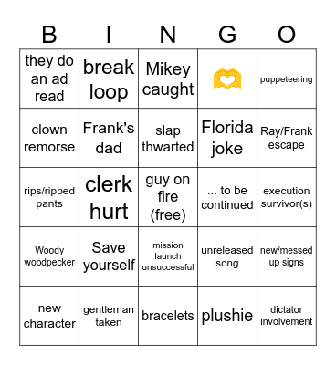 MCR TAMPA BINGO Card