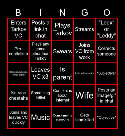 Alex Bingo Card