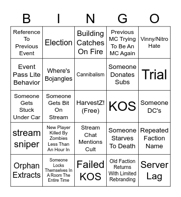 HARVEST BINGO! Bingo Card