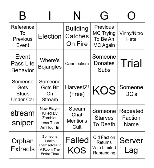 HARVEST BINGO! Bingo Card