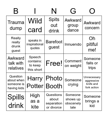 Wedding Bingo 2025 Bingo Card