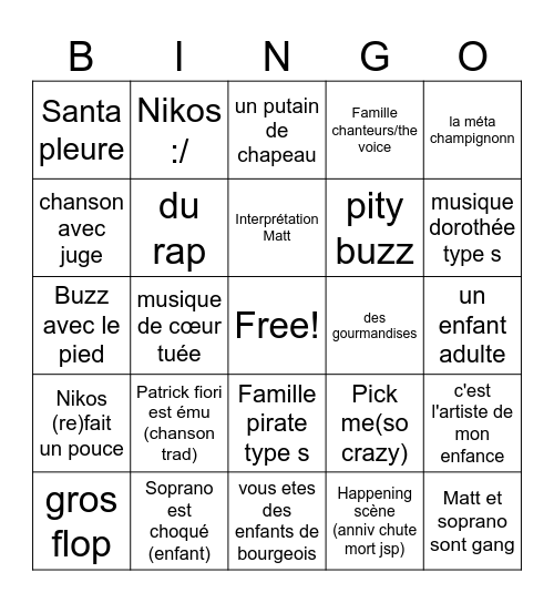 youtube kids Bingo Card