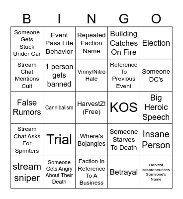 HARVEST BINGO! Bingo Card