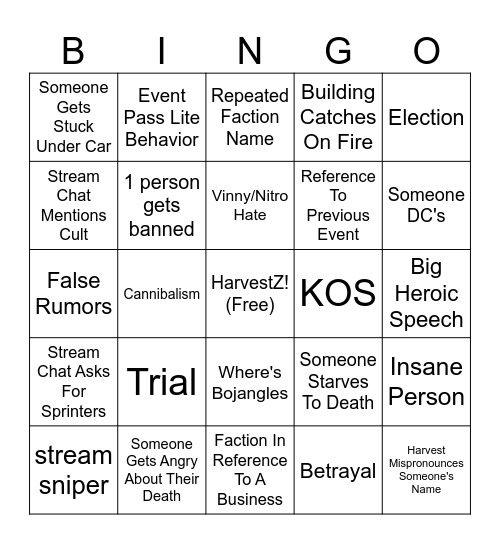 HARVEST BINGO! Bingo Card
