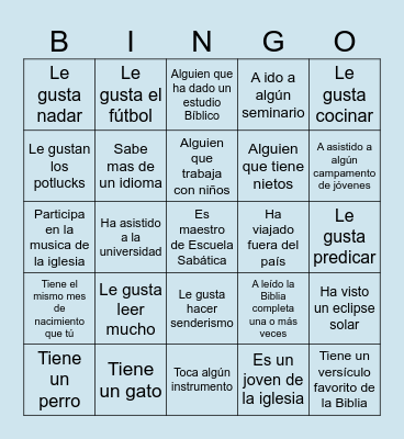 Bingo Humano Bingo Card