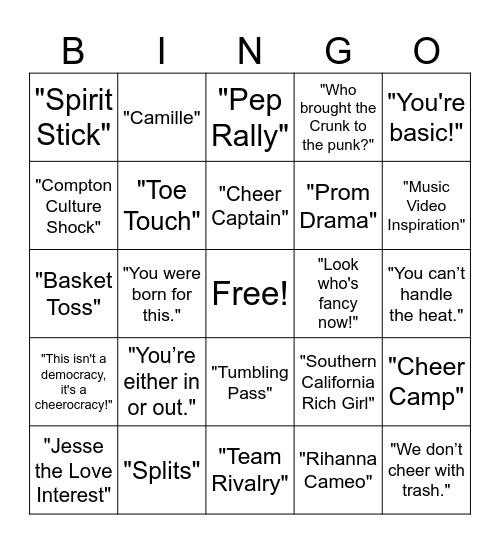 Bring it on Bingo Card