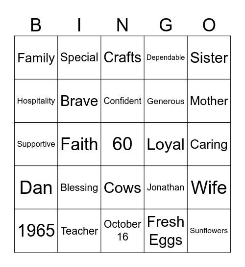 Joanna's 60th Birthday 🎂 Bingo Card