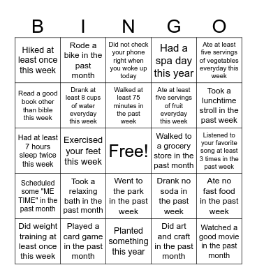 WELLNESS BINGO Card