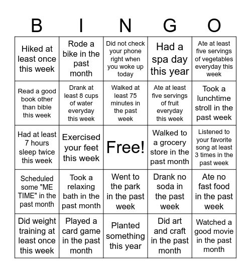 WELLNESS BINGO Card