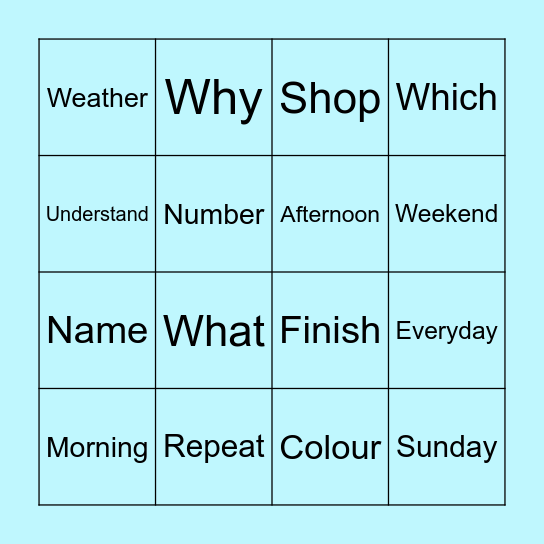 What’s the sign? Bingo Card