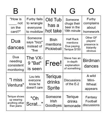 SJ Bingo Card