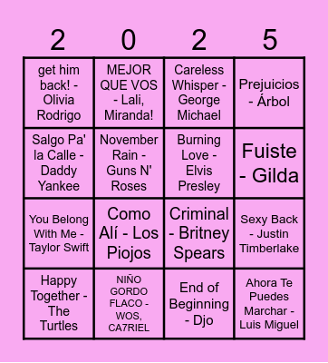 Bingo Musical edición ANIVERSARIO Bingo Card