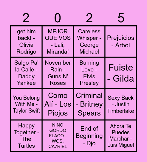 Bingo Musical edición ANIVERSARIO Bingo Card