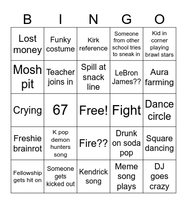 Hoco bingo Card