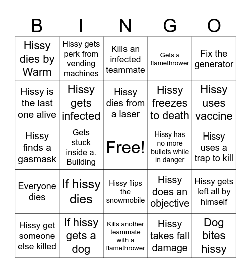 Hissy Nuclear Nightmare Bingo Card