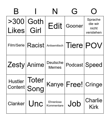 Insta Reels Bingo Card