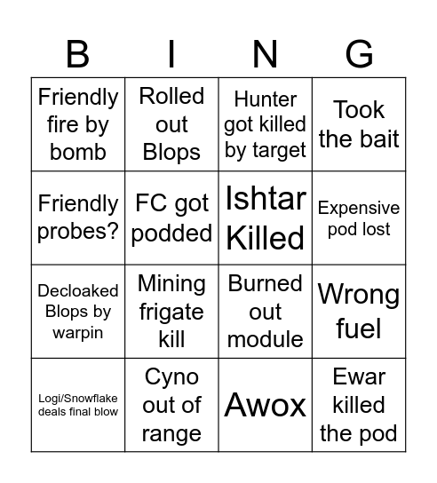 BombersBar Mk1 Bingo Card