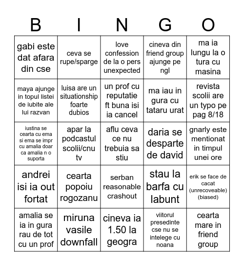 bingo cls a 10a Bingo Card