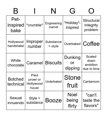 Biscuit Week Bingo Card