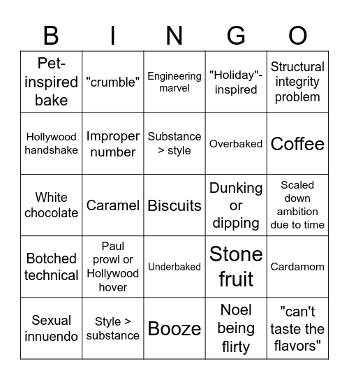Biscuit Week Bingo Card
