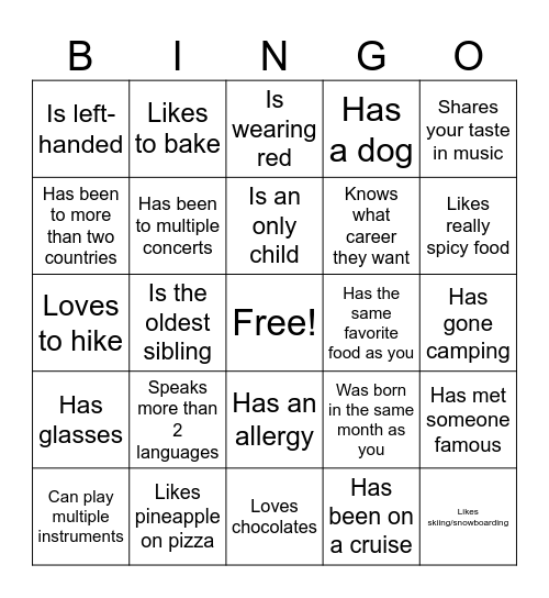 Icebreaker Bingo: Find Someone Who Bingo Card