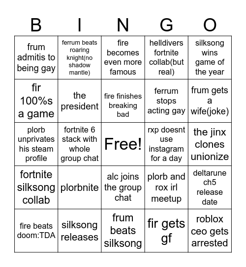 things that wont happen maybe Bingo Card