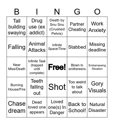 Nightmare Bingo Card