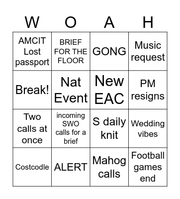 9/14/I Less Angsty Bingo Card