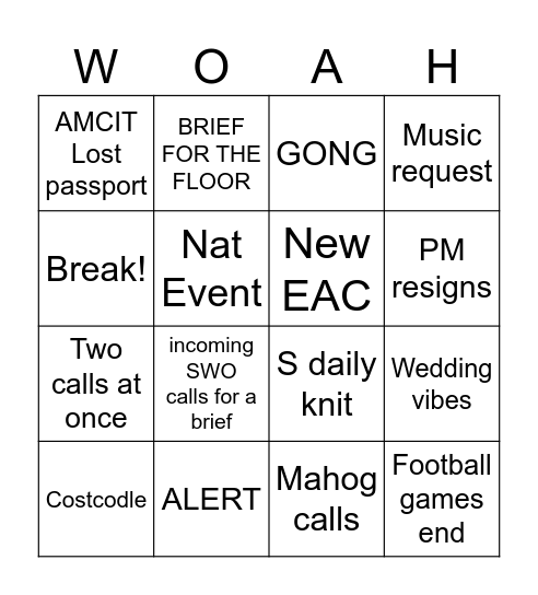 9/14/I Less Angsty Bingo Card