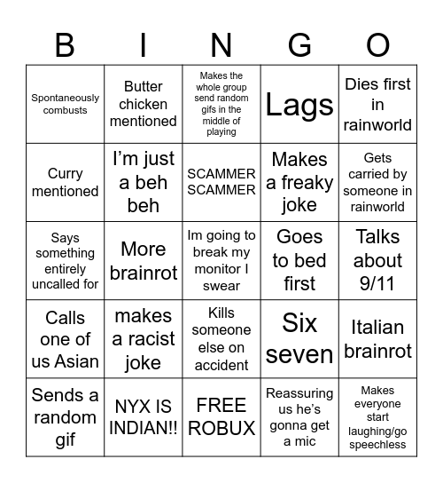 Kai bingo Card